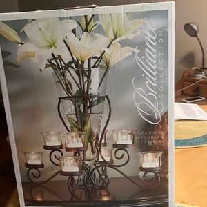 Chandelabra 10 pieces tea light holders vase  (10 inches) with metal stand.